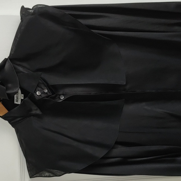 Women's Elegant 100% silk Stand Collar Blouse with detachable ruffle tie - Picture 3 of 8